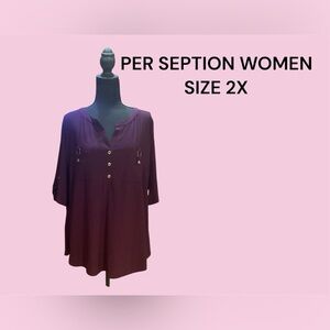 WOMENS SIZE 2X PULLOVER BLOUSE BY PER SEPTION WOMEN NEW WITH TAGS